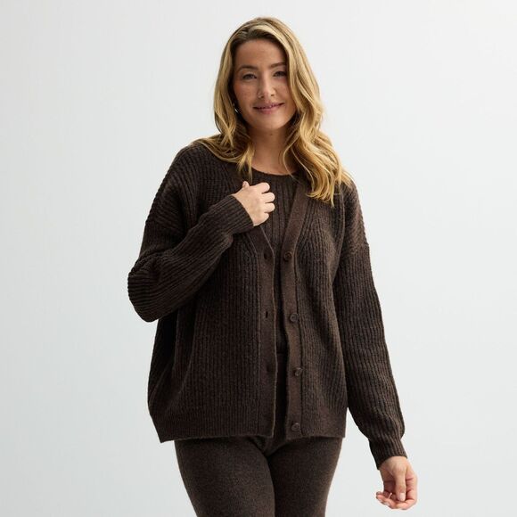 Sonoma Brown Oversized Boyfriend Cardigan Sweater - Small - Picture 1 of 9